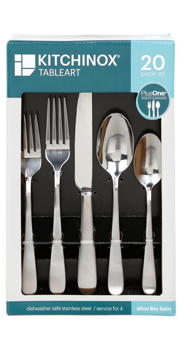 20 pc. Alton Bay Satin Flatware Set Silver Burkes Outlet