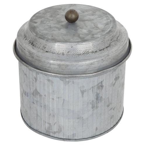 Small Galvanized Decorative Storage Canister Silver Burkes Outlet