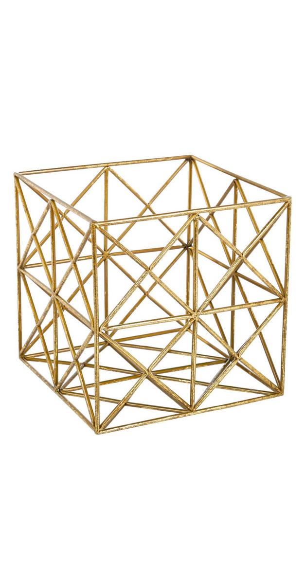 11" Metal Storage Cube Gold Burkes Outlet