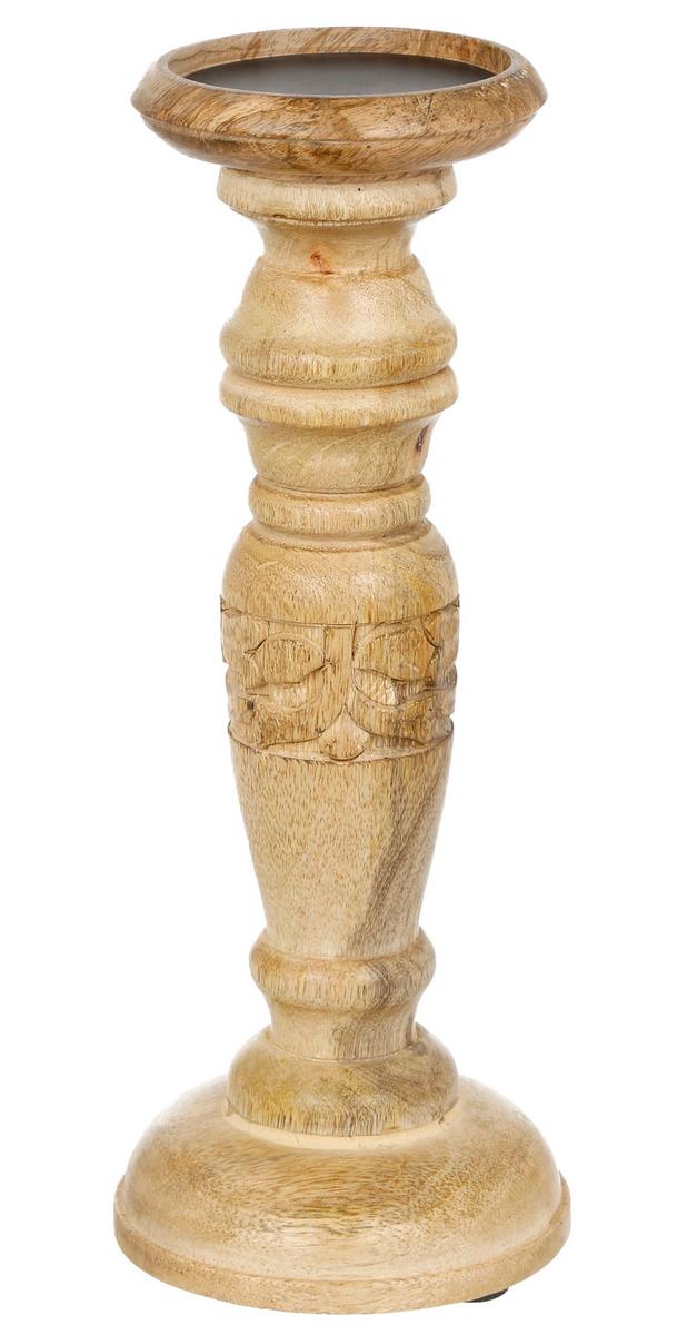 12'' Wooden Spindle Candle Holder Tan Burkes Outlet