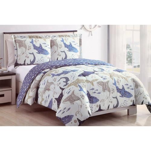 Shark Design 2 Pc Reversible Twin Comforter Set Blue Burkes Outlet