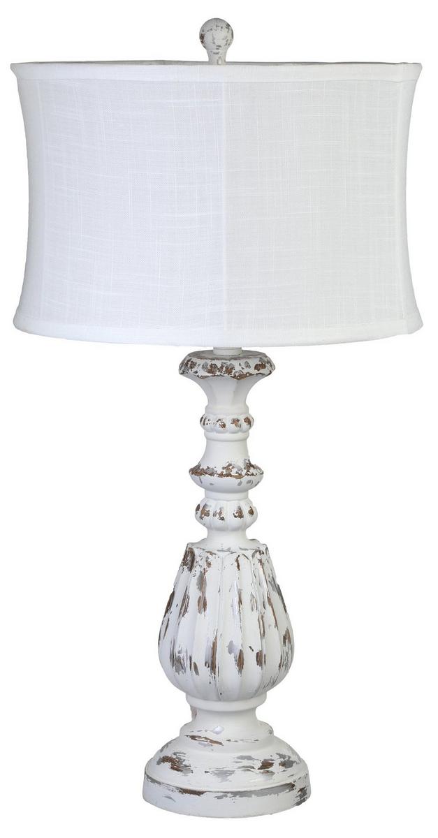 28" Wooden Table Lamp White Burkes Outlet