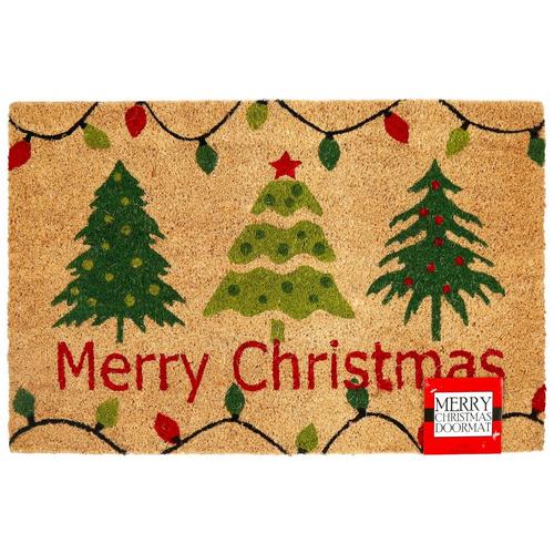 18x27 Christmas Tree Coir Door Mat Multi