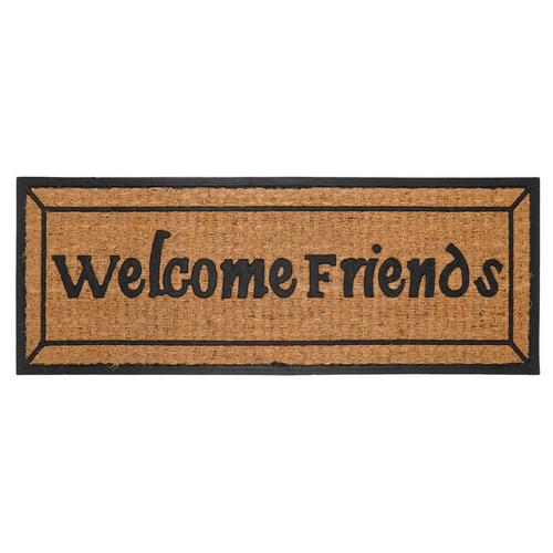 Welcome Friends Coir Rubber Double Door Mat Natural