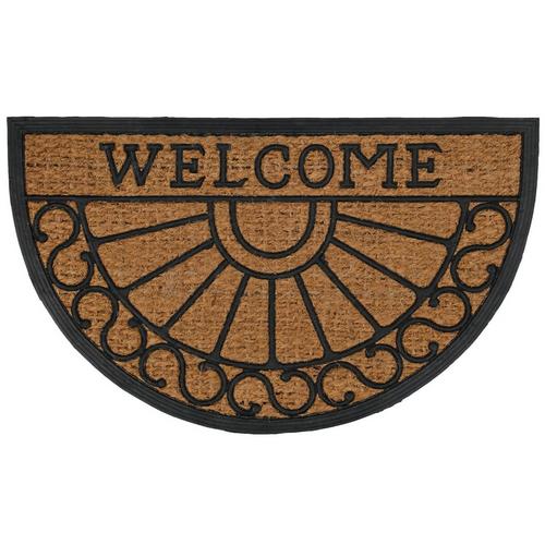 18x30 Welcome Rubber Coir Doormat Black