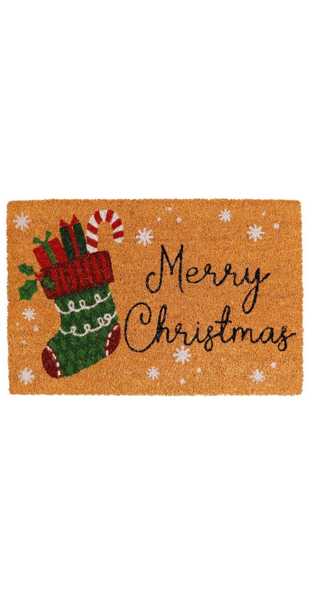 18x28 Merry Christmas Coir Doormat Natural Burkes Outlet