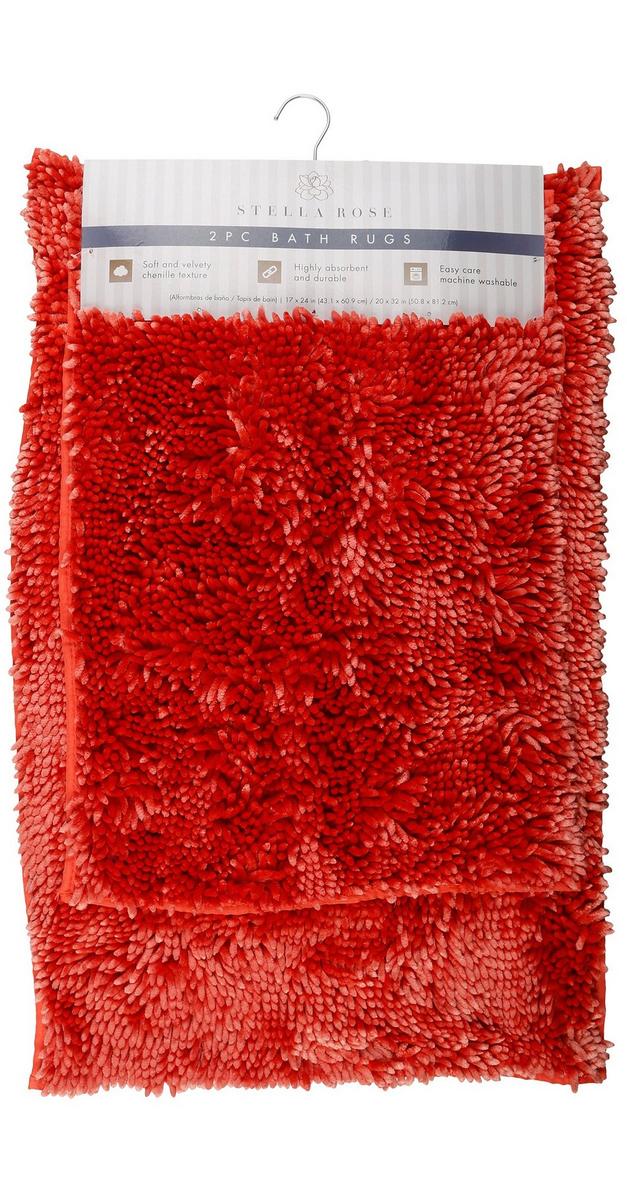 2 Pc Velvety Chenille Bath Rug Set Rust Burkes Outlet