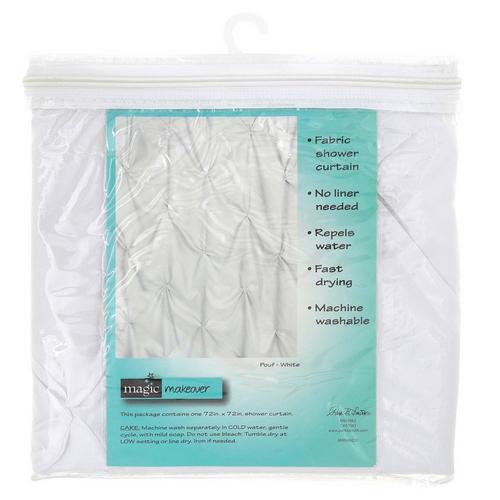 Pouf 72x72 Fabric Shower Curtain White Burkes Outlet