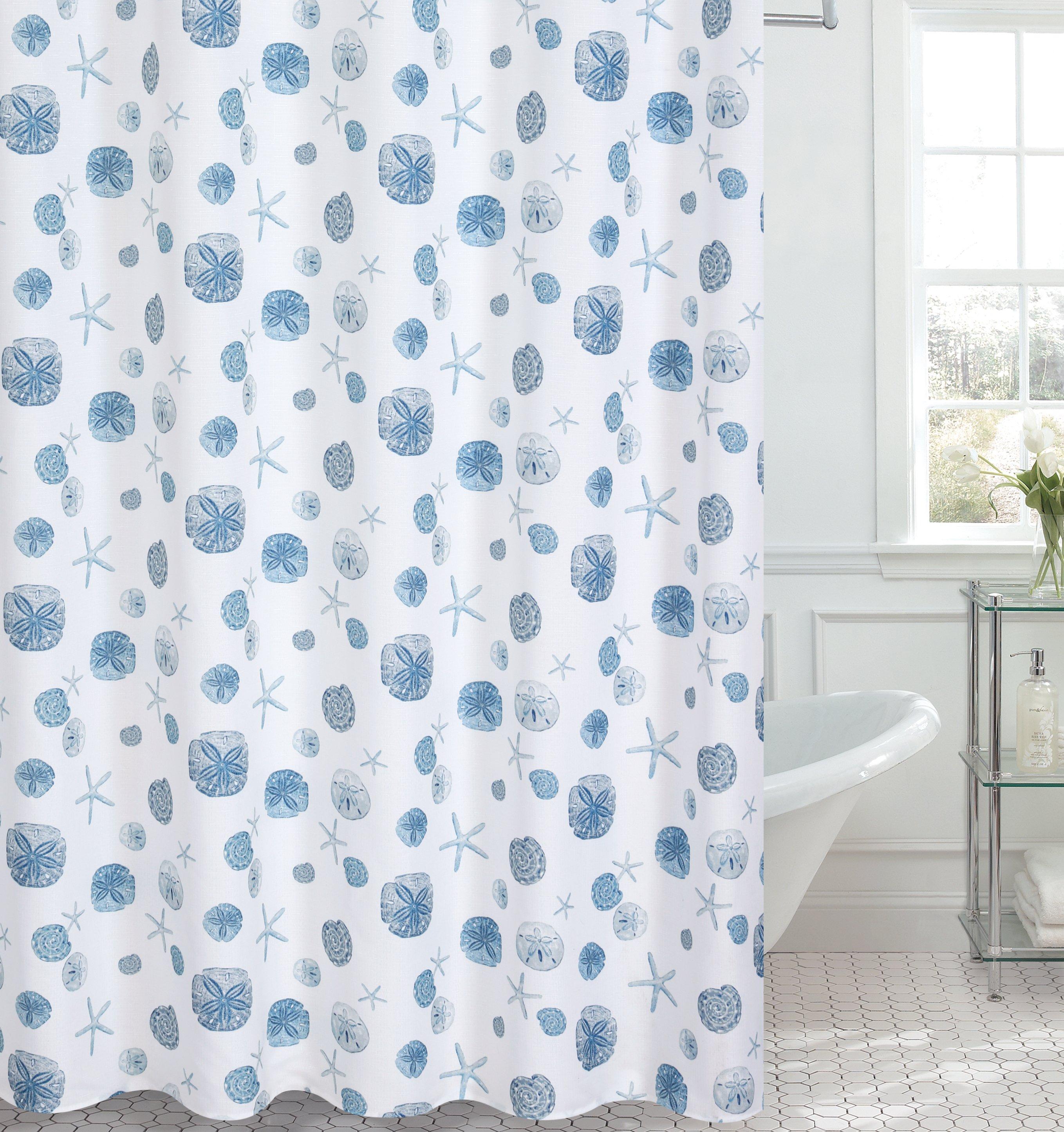 Sand Dollar Shower Curtain & Hooks Set Blue Burkes Outlet