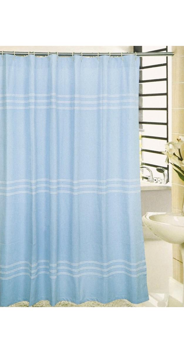 72x72 Stripe Fabric Shower Curtain Light Blue Burkes Outlet