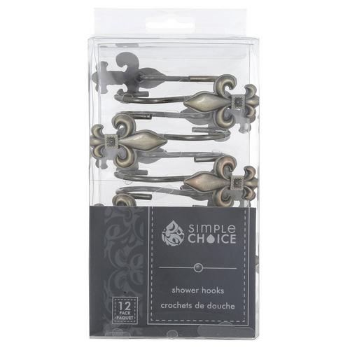 Fleur De Lis 12 Pc Shower Curtain Hook Set Antique Bronze