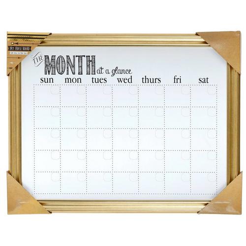 Month At A Glance Decorative Dry Erase Board Gold Burkes Outlet