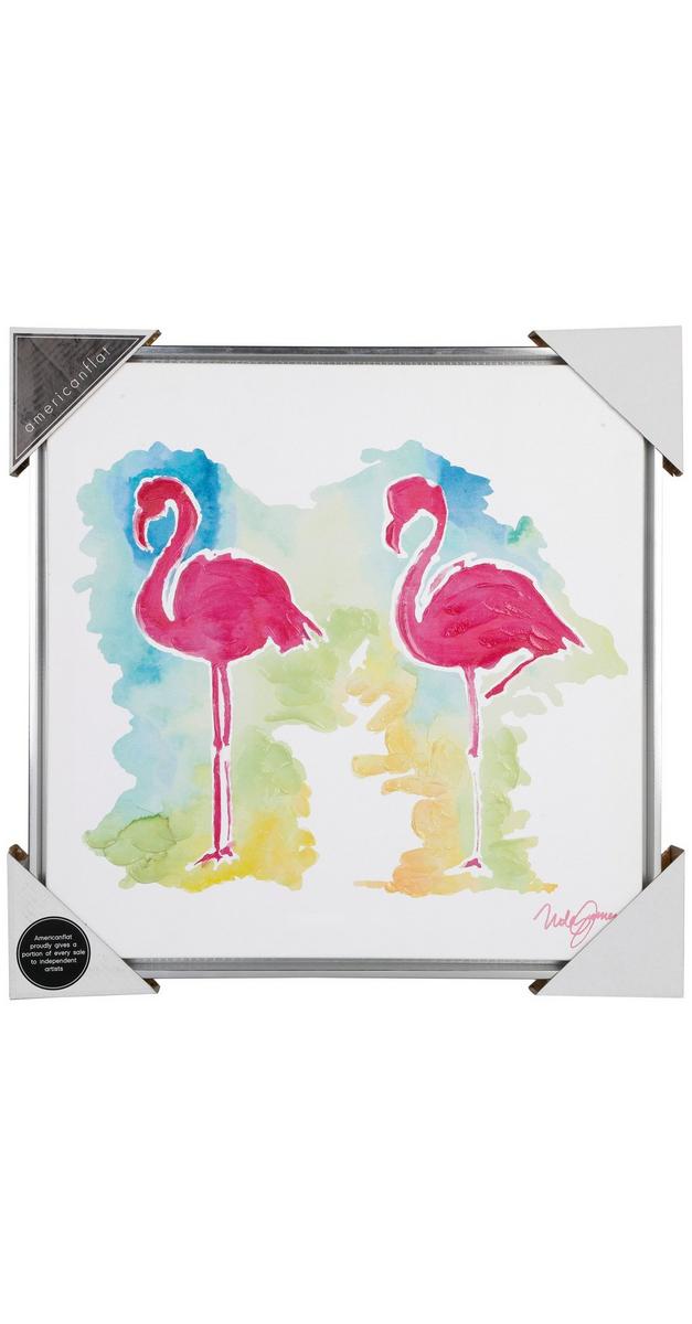 16" Painted Flamingo Canvas Wall Art Multi Burkes Outlet