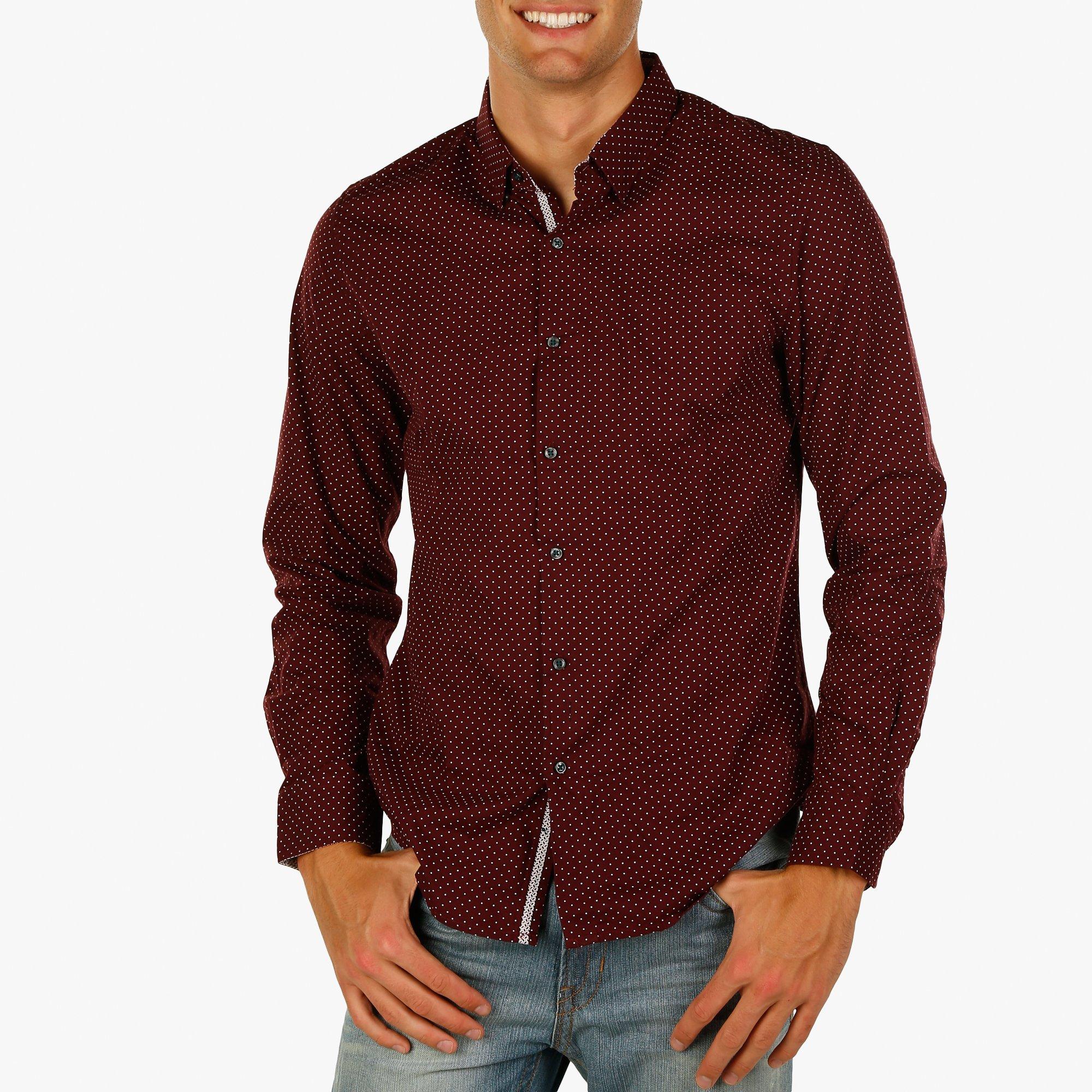 mens burgundy button up shirt