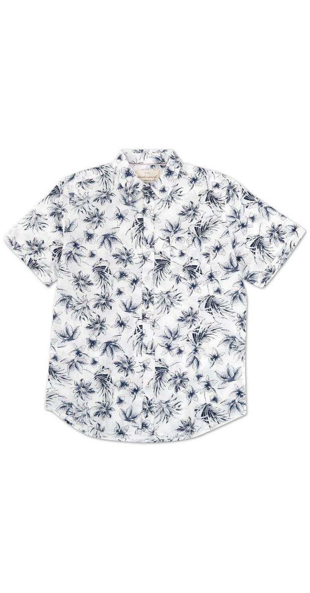 Men's Tropical Floral Print ButtonUp Shirt White Burkes Outlet