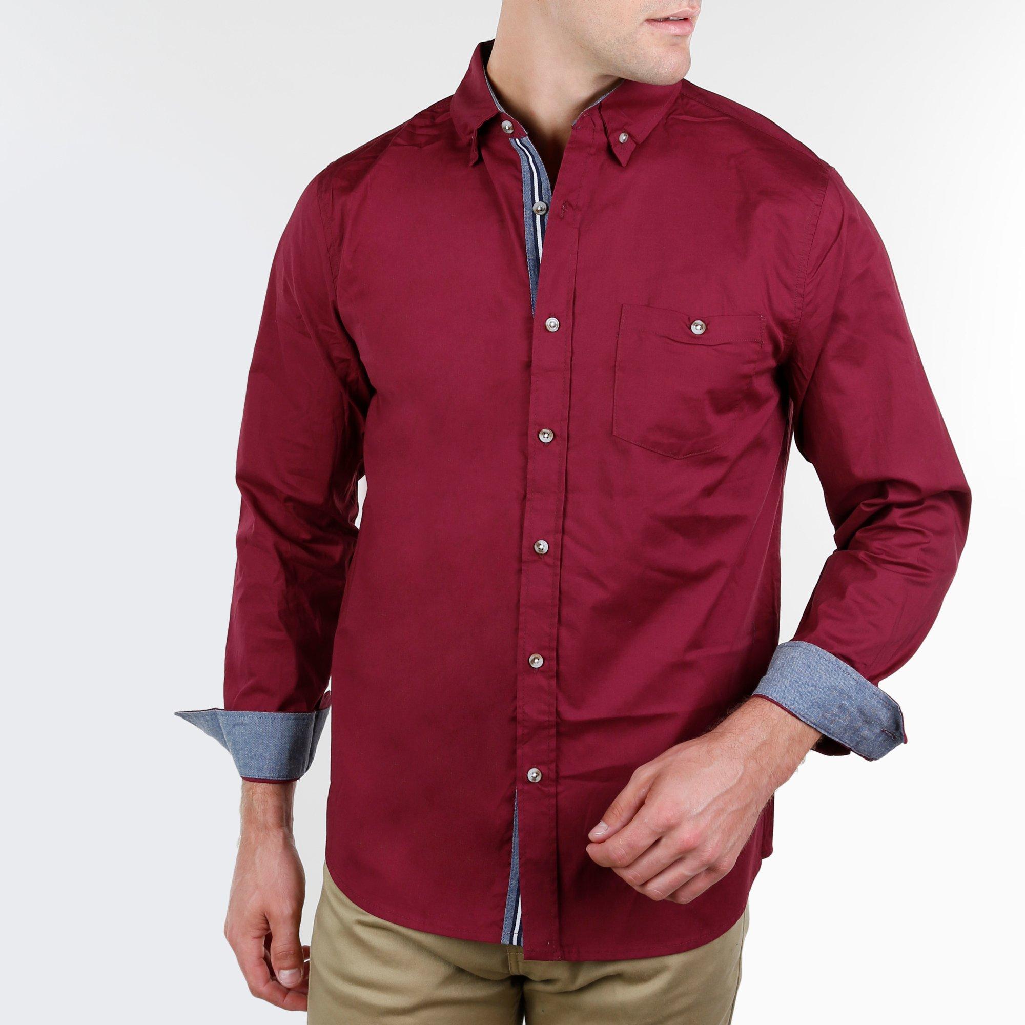 mens burgundy button up shirt