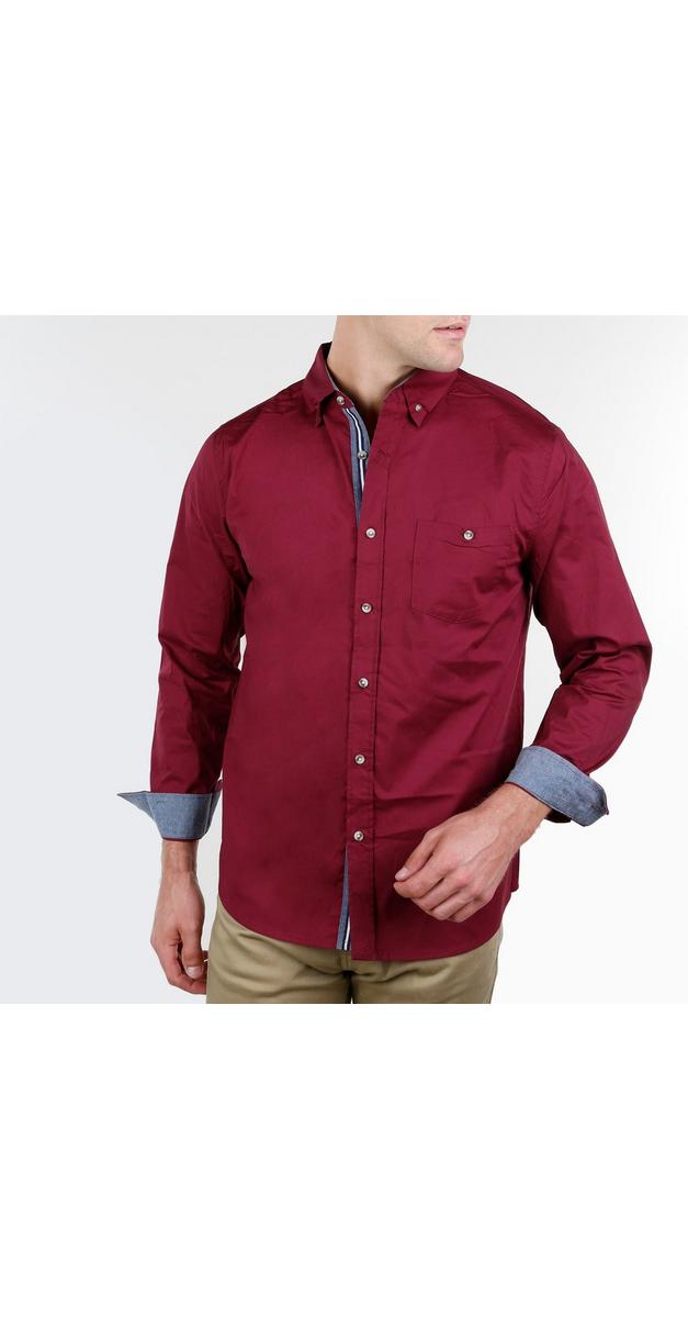 burgundy button down shirt mens