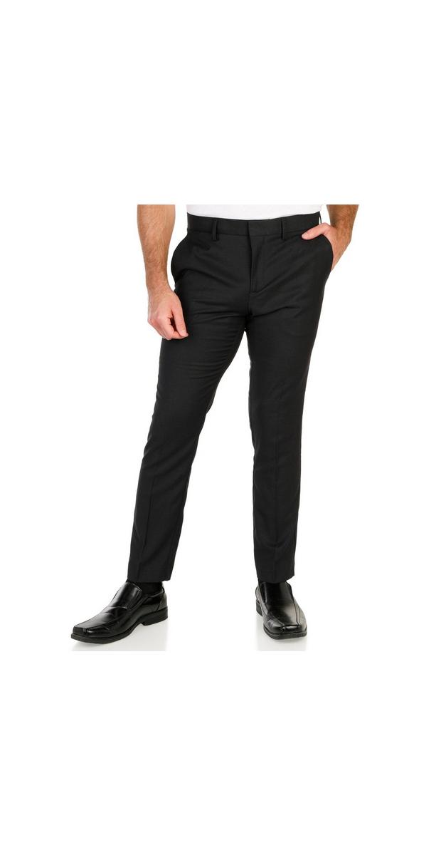 Men's Solid Slim Fit Dress Pants Black Burkes Outlet