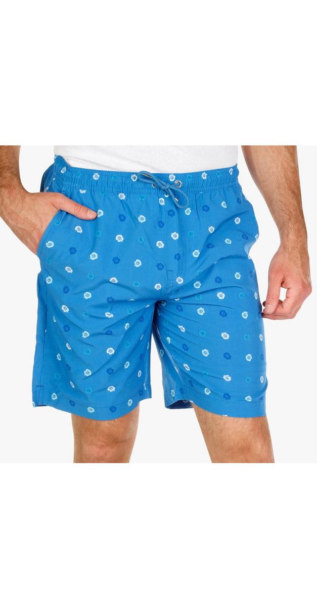 Men's Hibiscus Printed Stretch Shorts - Blue | Burkes Outlet