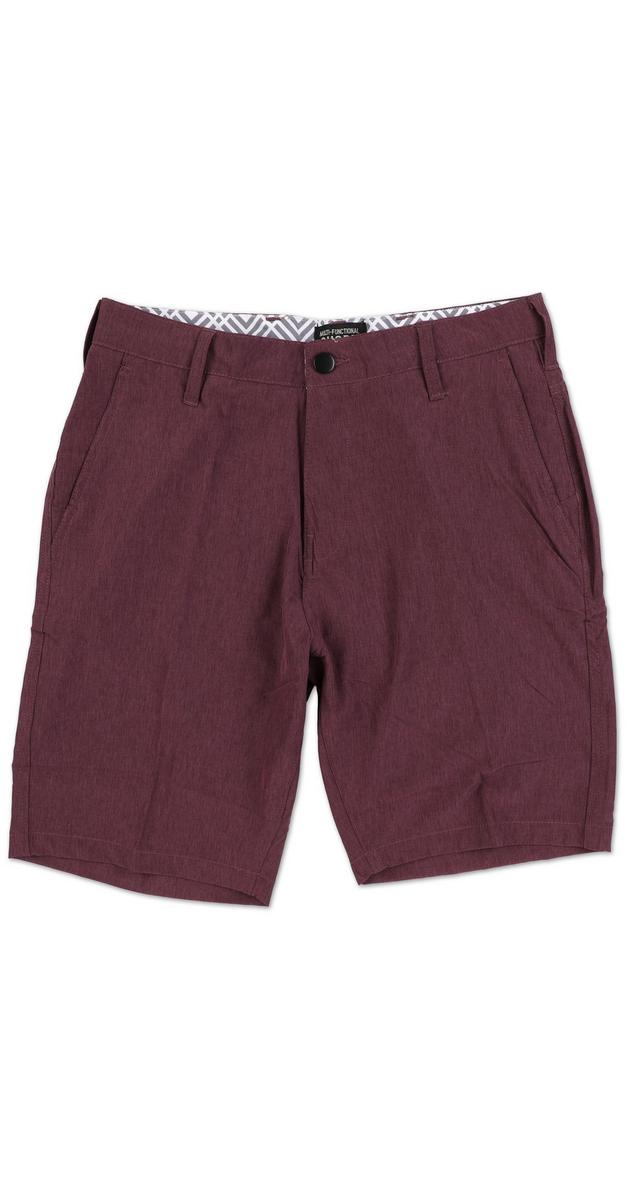 Men's Solid Hybrid Multi Pocket Shorts - Burgundy | Burkes Outlet