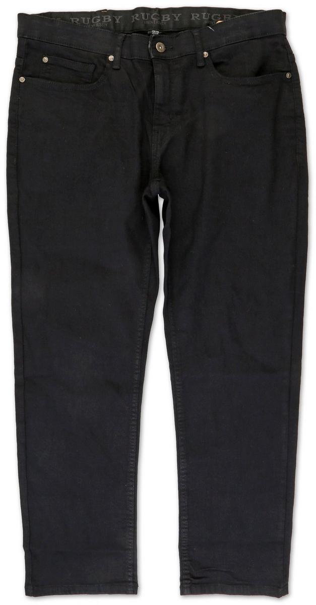 Men's Solid Straight Leg Jeans Black Burkes Outlet