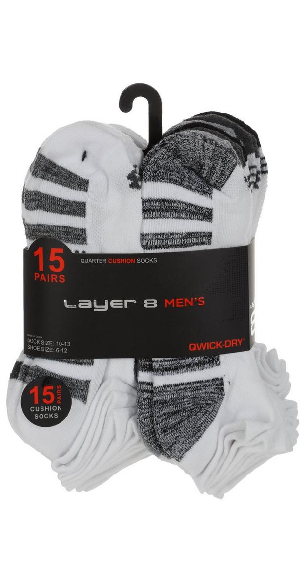 Men's 15 Pk Quarter Socks - White | Burkes Outlet