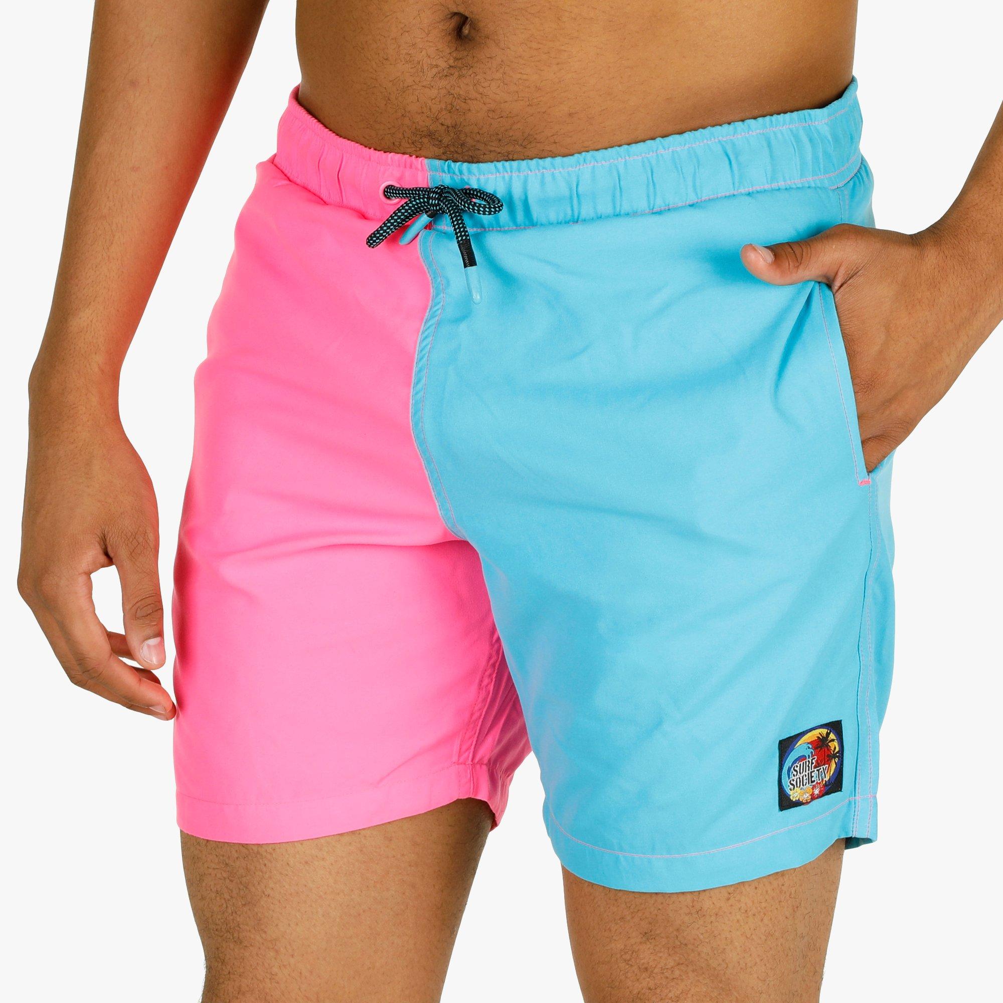 pink and blue swim trunks