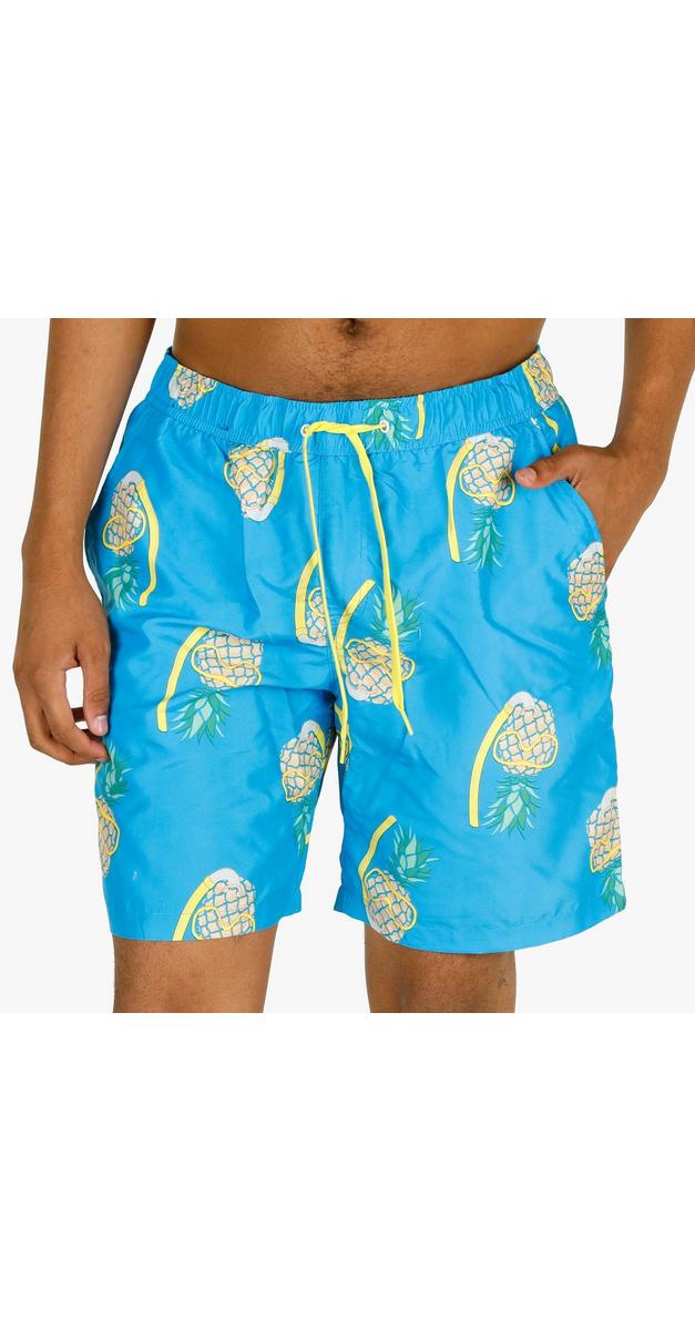 Men's Snorkel Pineapple Print Swim Trunks Blue Burkes Outlet