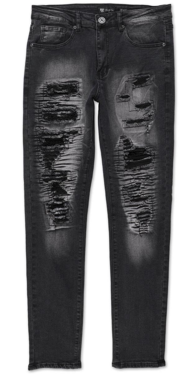 Men's Distressed Skinny Jeans - Black | Burkes Outlet