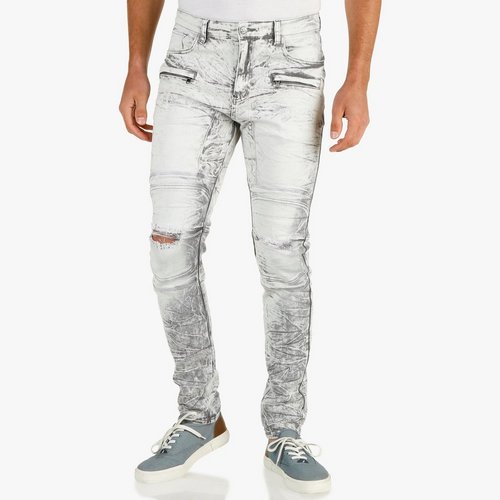 Men's Acid Wash Skinny Fit Jeans - Grey