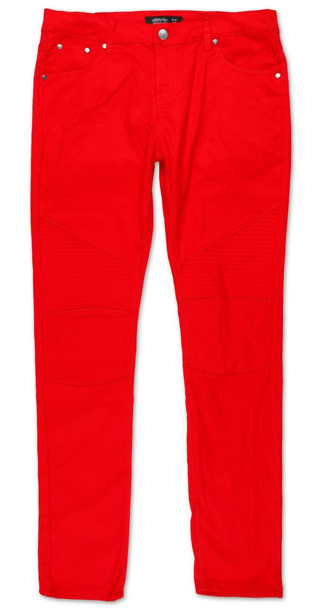 Men's Solid Moto Denim Jeans - Red | Burkes Outlet