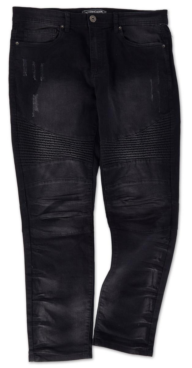 Men's Moto Skinny Jeans Black Burkes Outlet