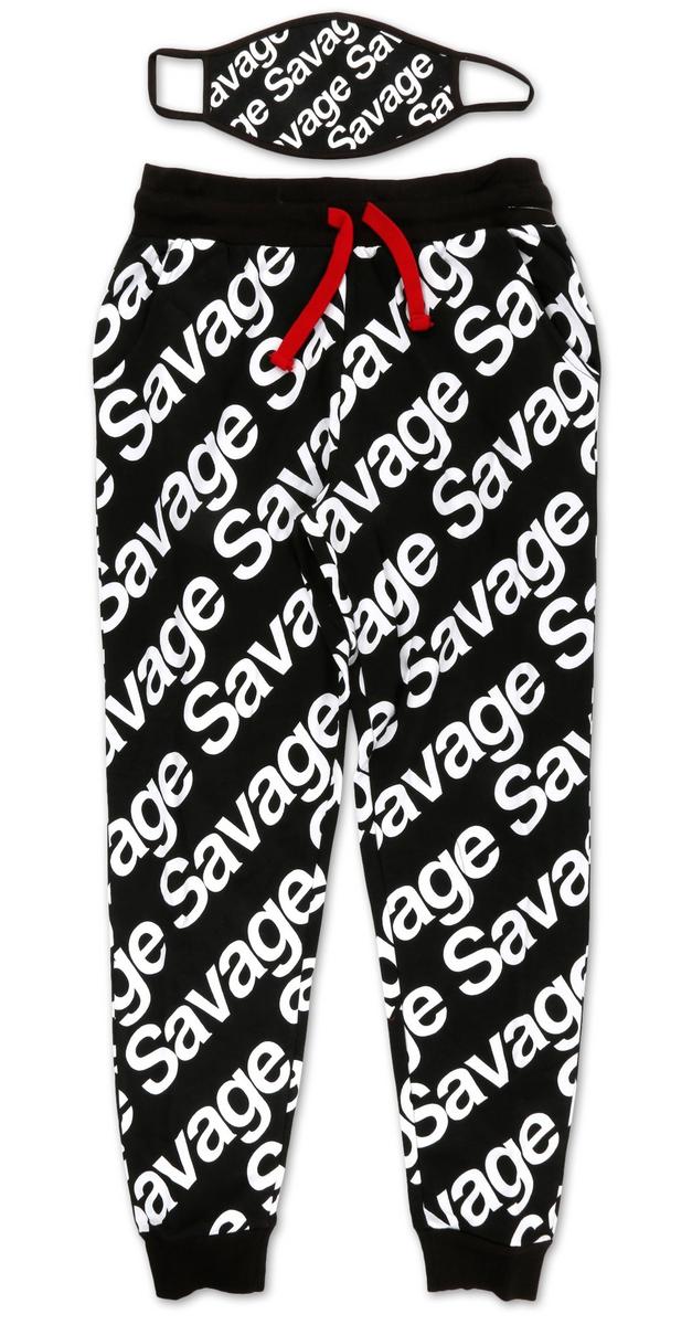 Men's Savage Print Pull-On Joggers w/ Mask - Black | Burkes Outlet