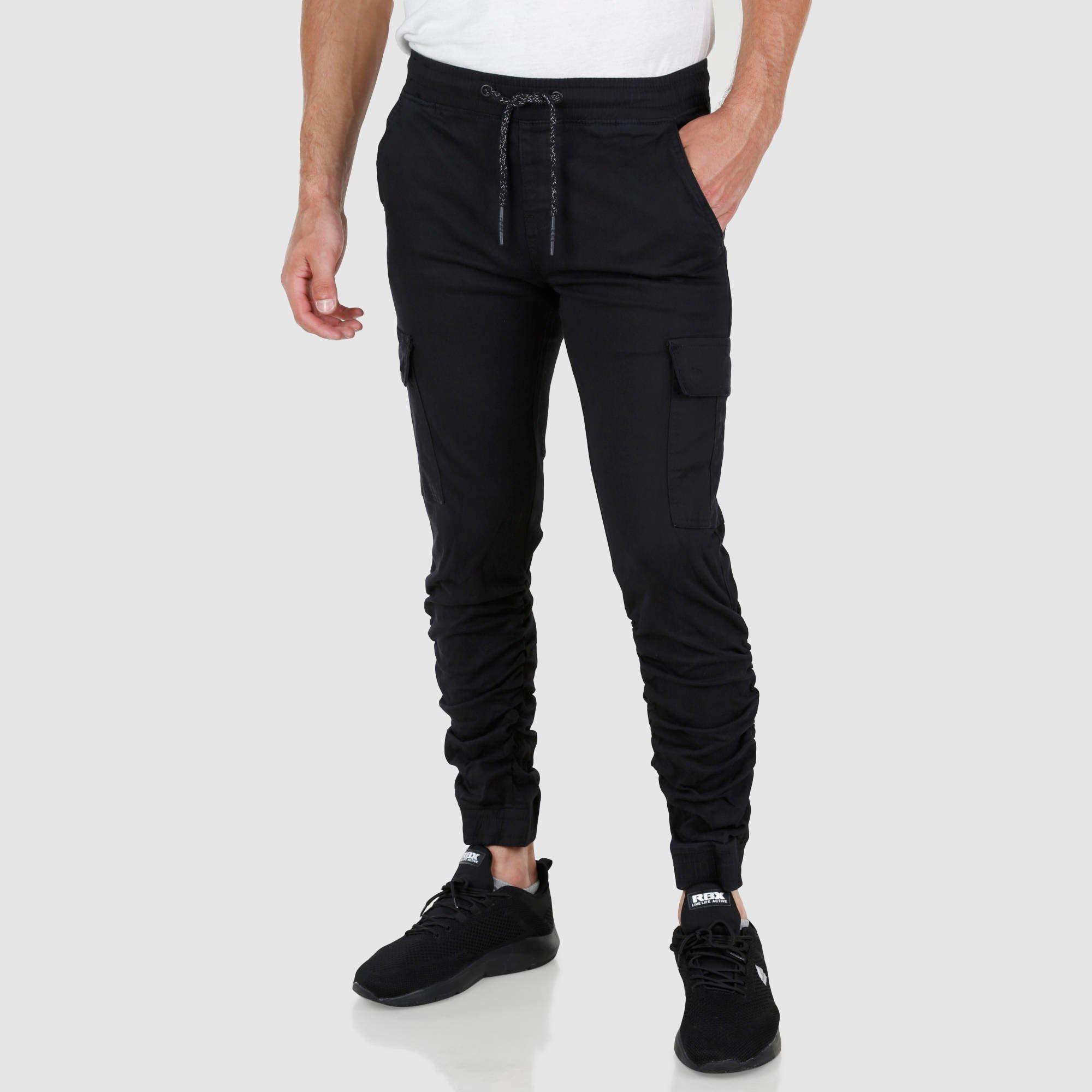 Men's Flex Fit Twill Joggers - Black | Burkes Outlet