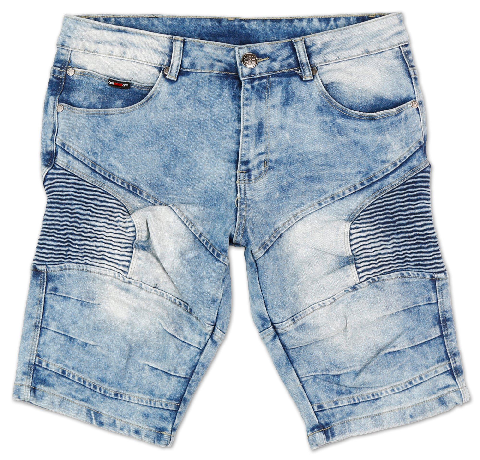 mens moto jean shorts