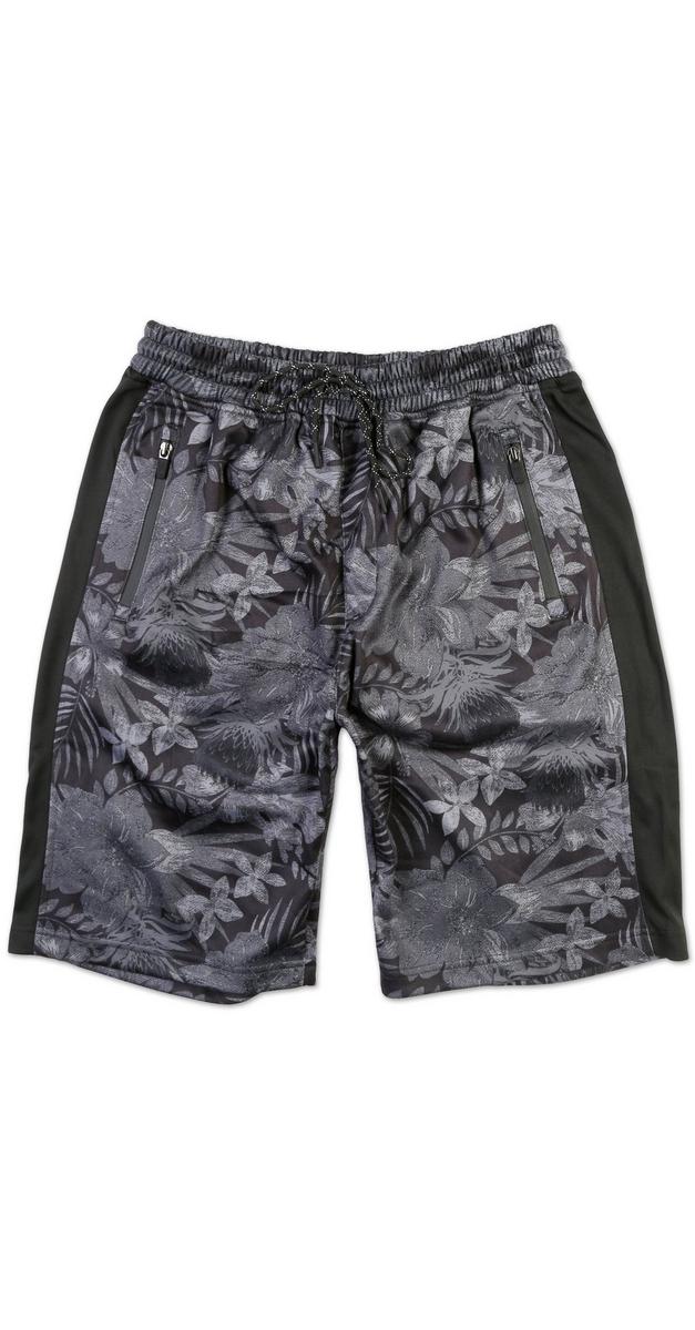 Men's Tropical Print Fleece Shorts - Black | Burkes Outlet