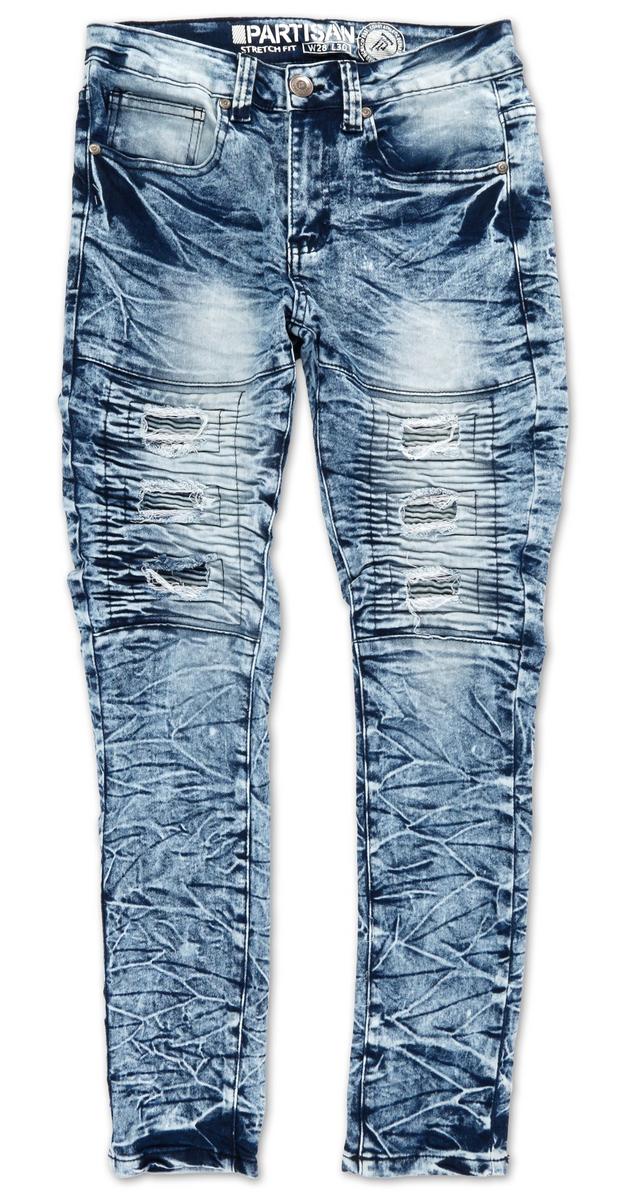 Men's Acid Wash Distressed Jeans - Light Wash | Burkes Outlet