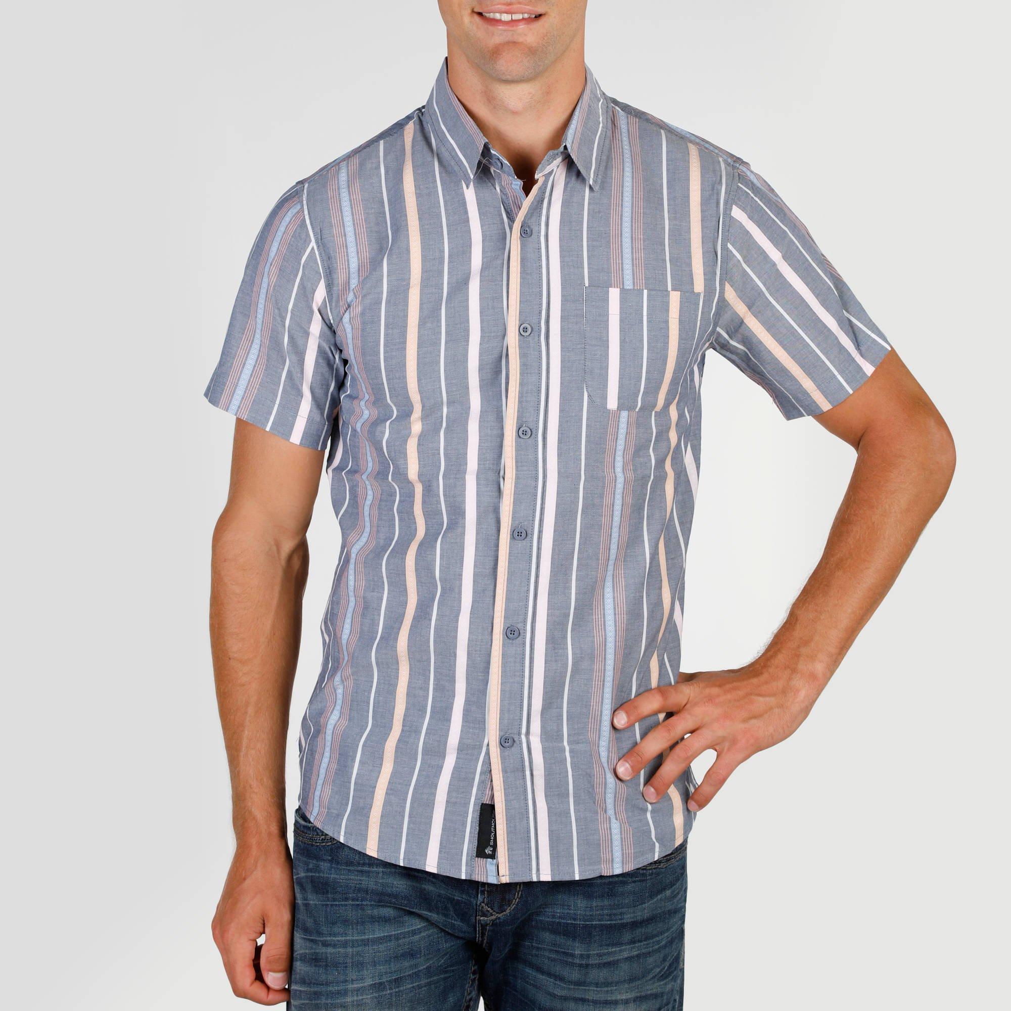 vertical striped button down mens