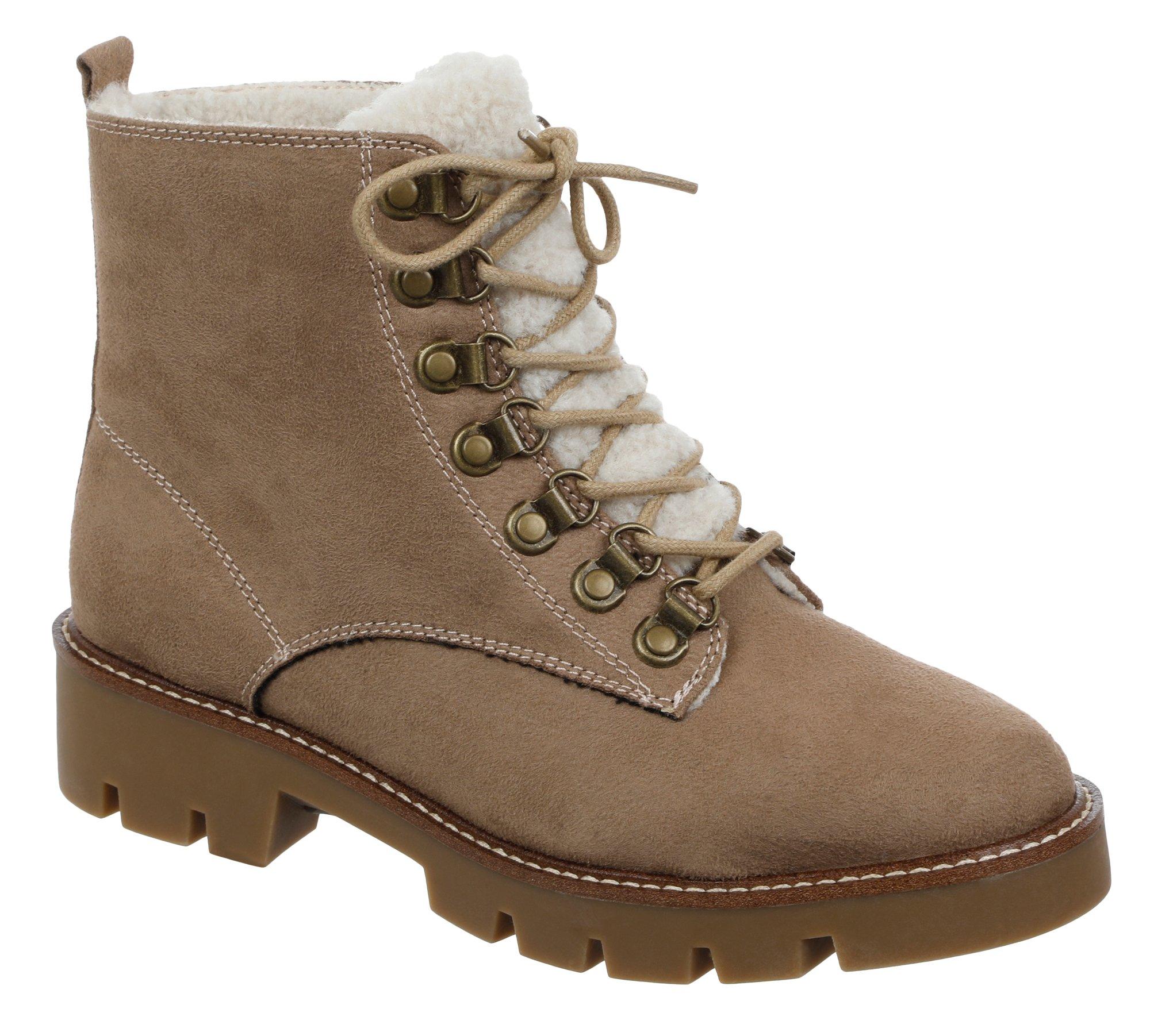 faux suede combat boots