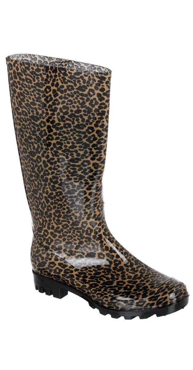 Leopard Tall Rain Boots - Brown Multi | Burkes Outlet