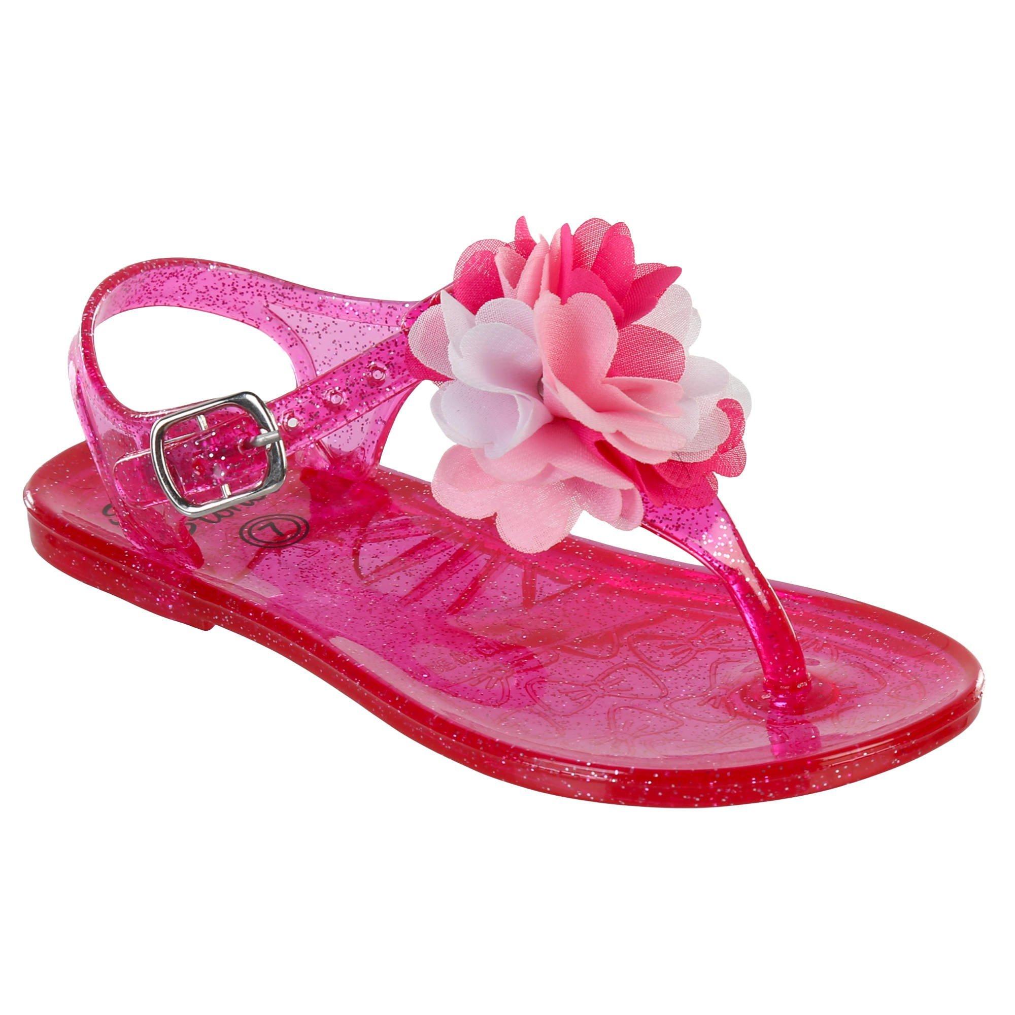 Girls' Flower Jelly Sandals Pink Burkes Outlet