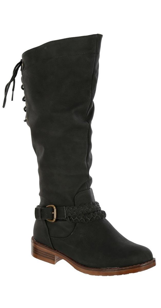 black boots with laces in back