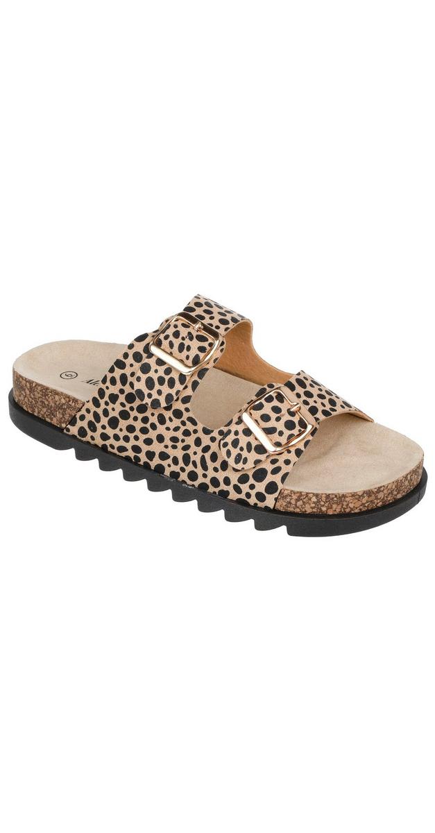 Women's Animal Print Footbed Sandals - Brown | Burkes Outlet