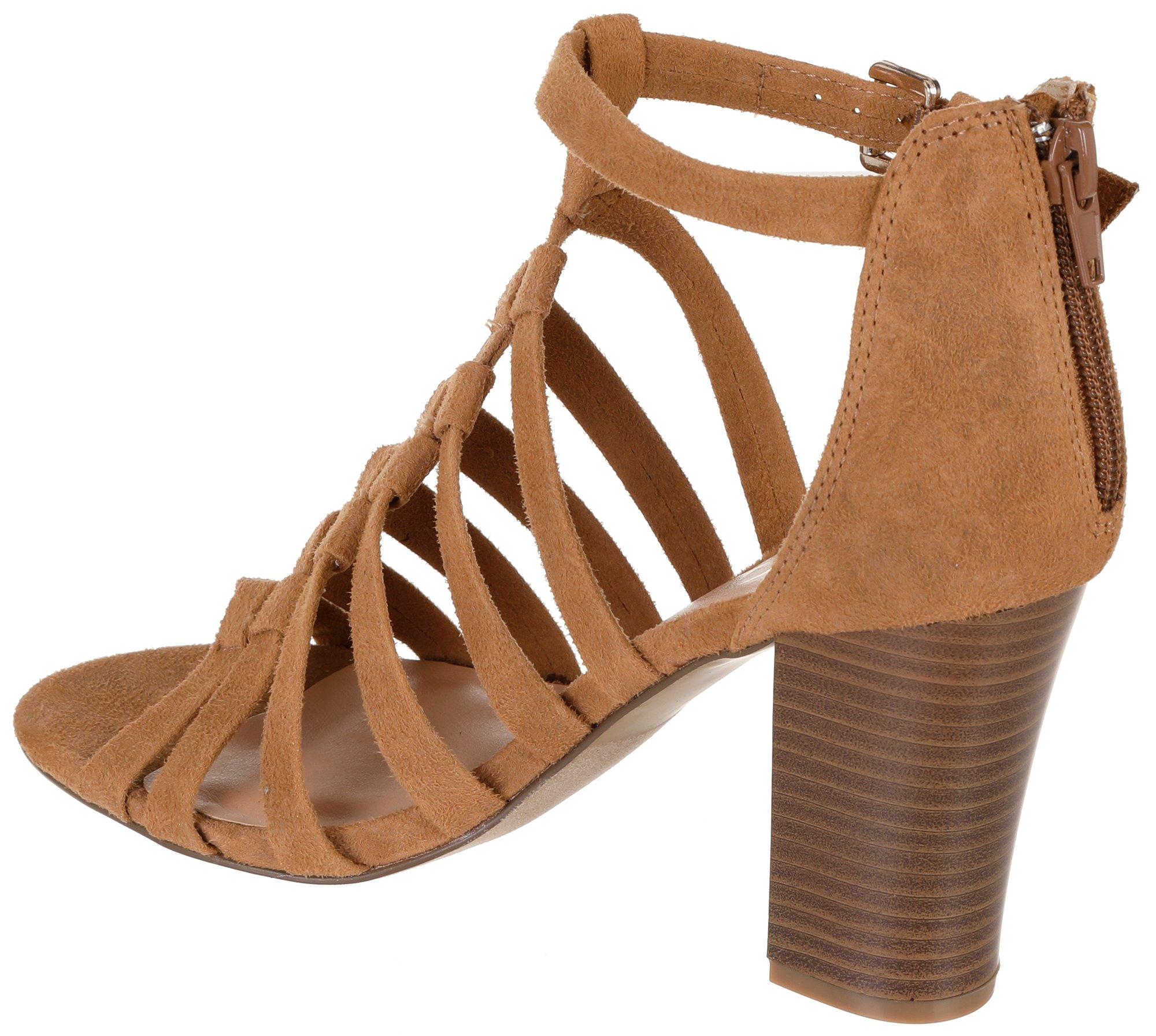 tan caged heels