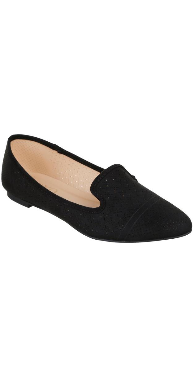 Women's Solid Perforated Flats - Black | Burkes Outlet