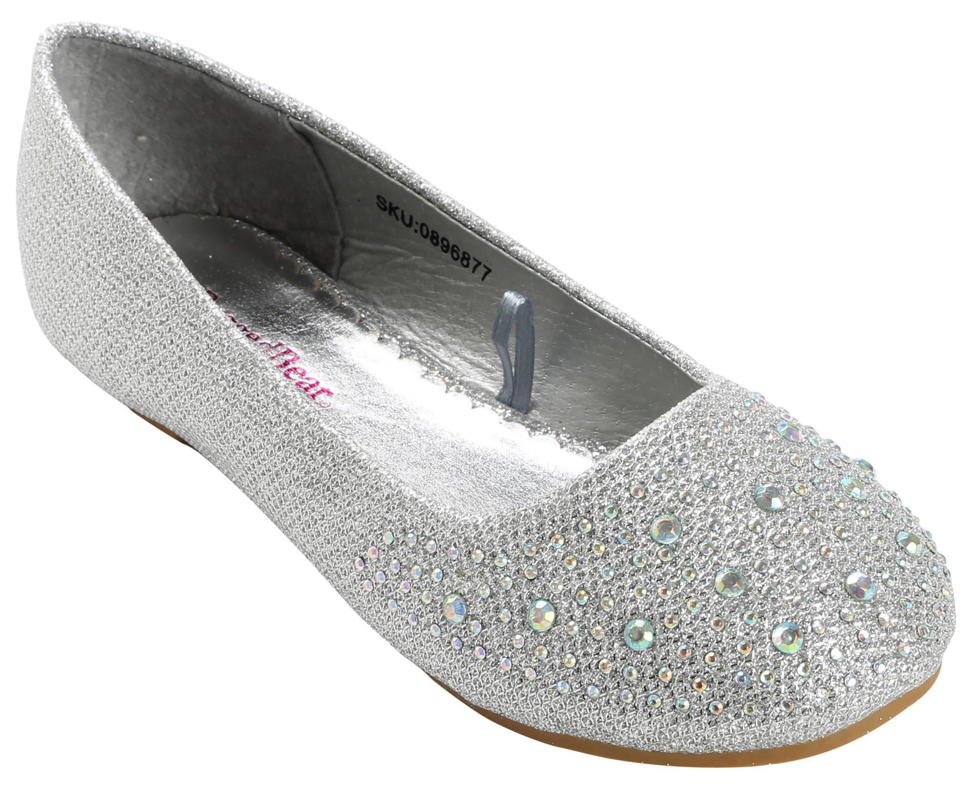 girls silver glitter flats