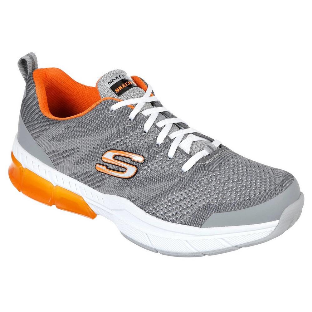 Mens Skech Knit Sneakers Greyorange