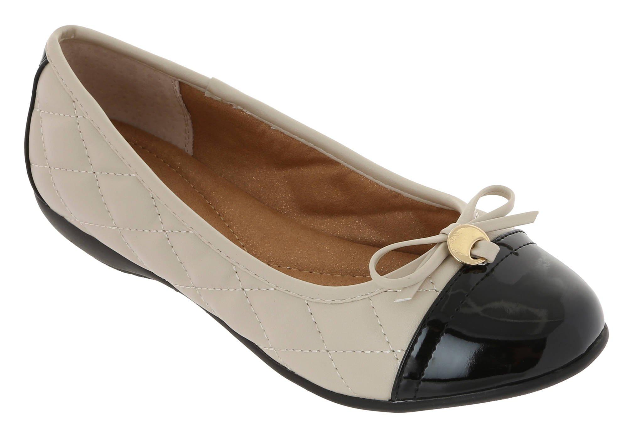 cream and black flats