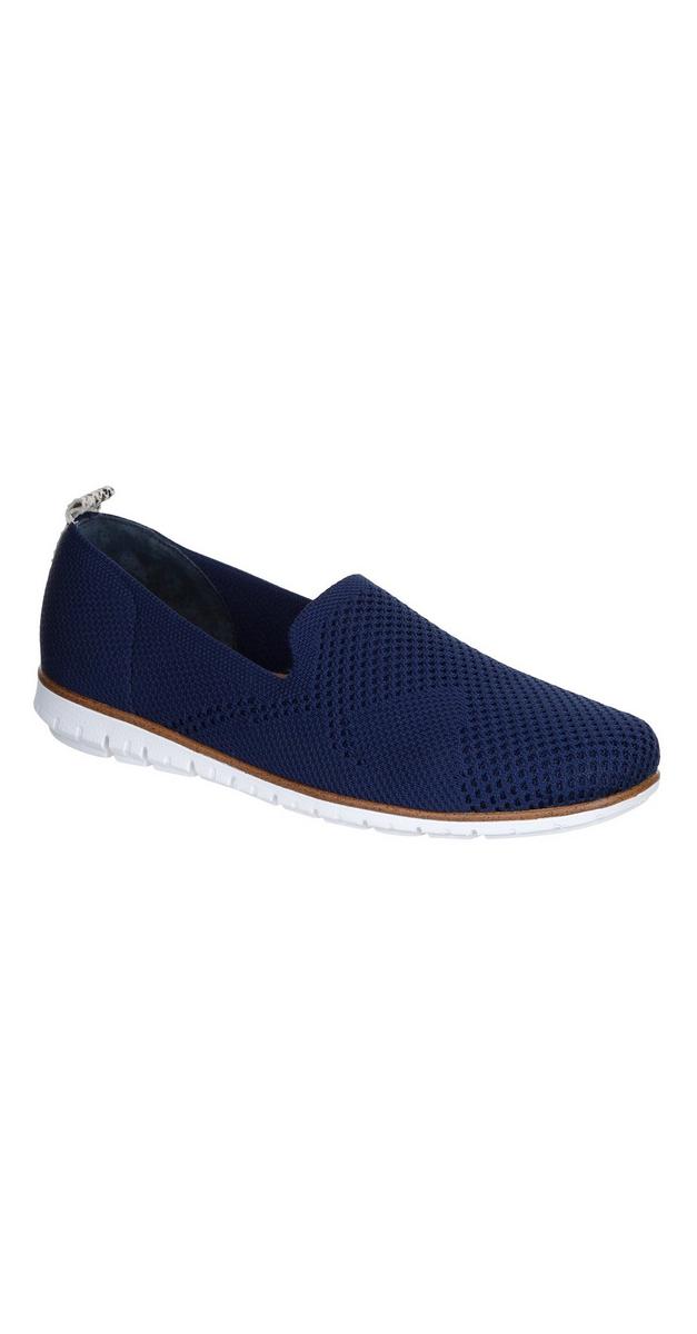 Women's Solid Mesh Knit Slip Ons - Navy | Burkes Outlet