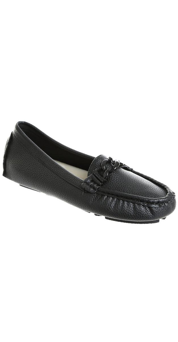 Women's Faux Leather Loafers Black Burkes Outlet